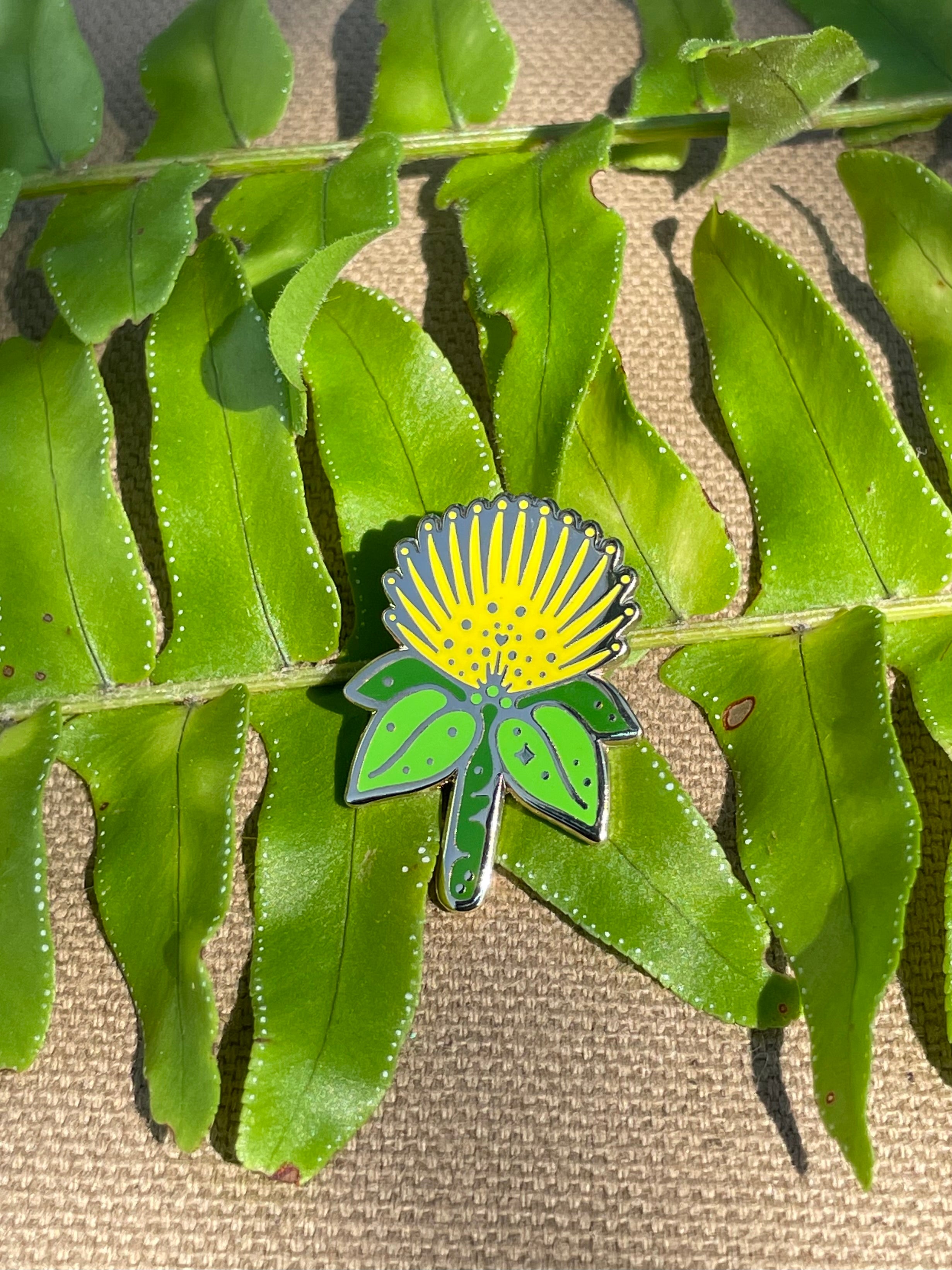 'Ōhi'a Lehua Pin ~ Mamo/Yellow