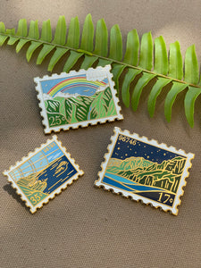 Mānoa Valley Post Stamp Pin ~ Limited Edition Size